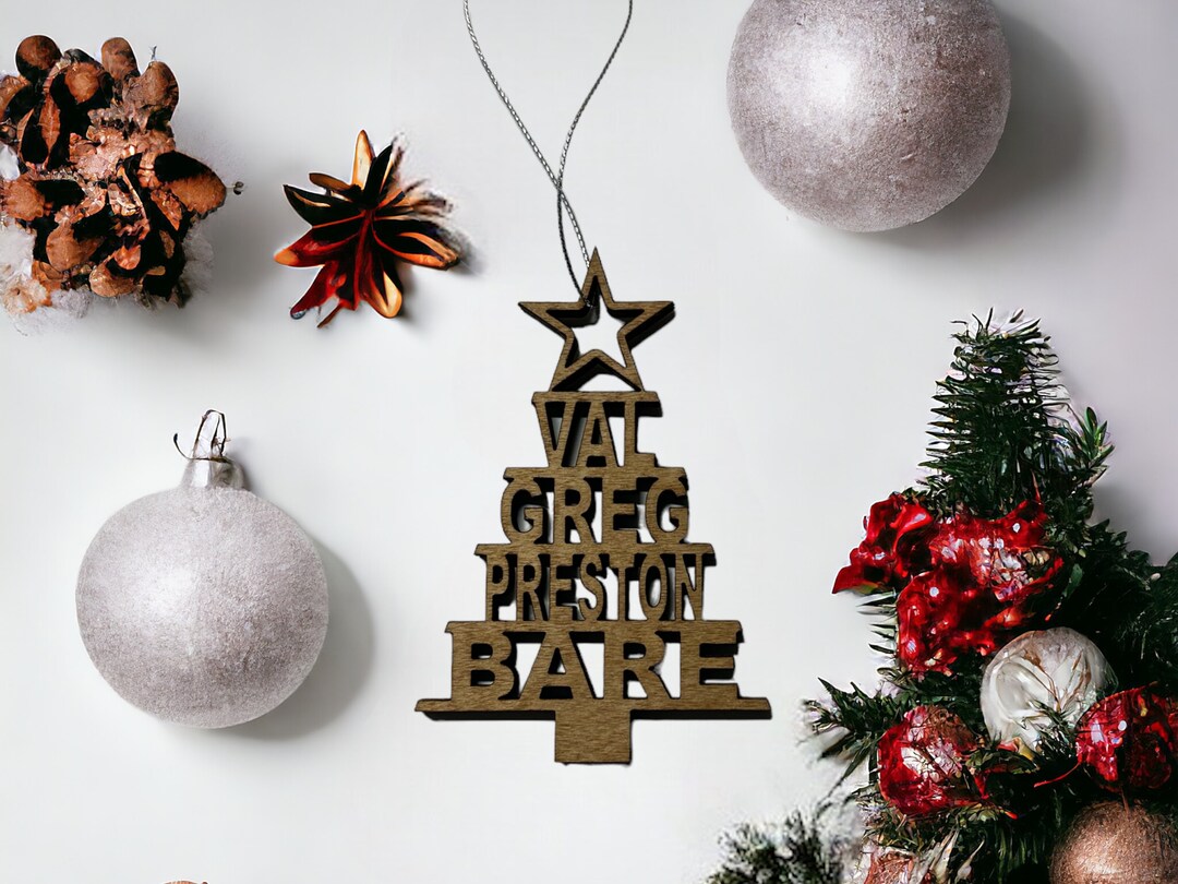 Personalized Christmas Ornament, Wooden Christmas Ornament, Family Name