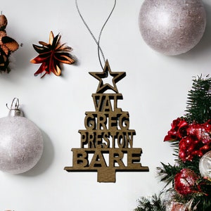 Personalized Family Name Christmas Ornament: Birchwood Tree