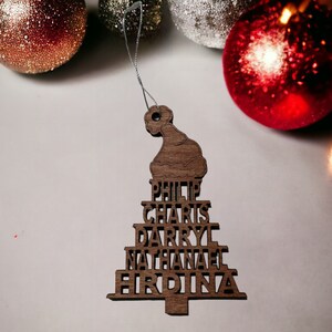 Personalized Christmas Ornament, Family Name Christmas Ornament, Wooden Christmas Ornament, Christmas Tree Personalized Ornament