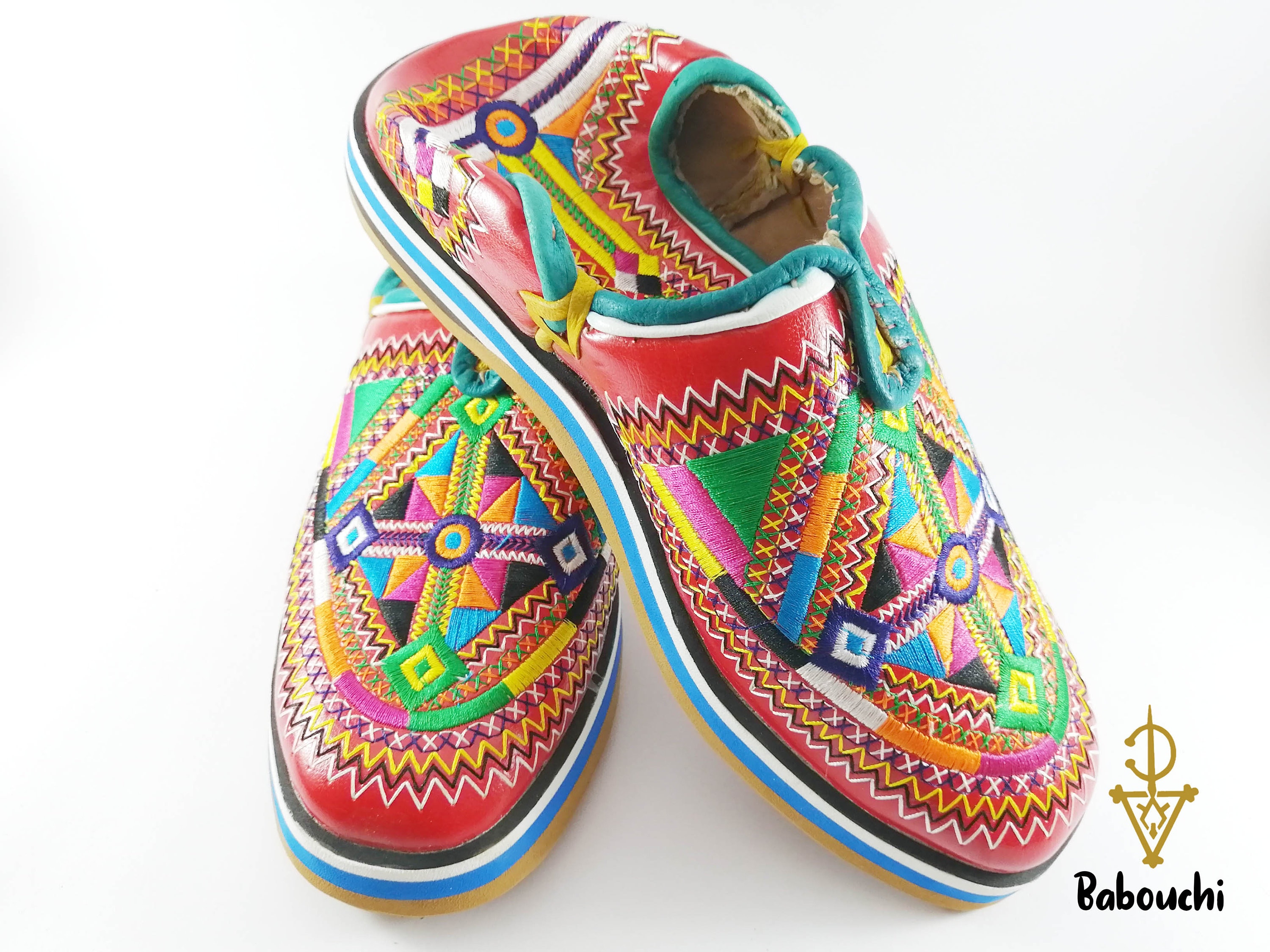 Babouche de Maison Style Arabe - 100% Cuir - Couleur Bleu Marine - Artisanat Marocain - Modèle Darun