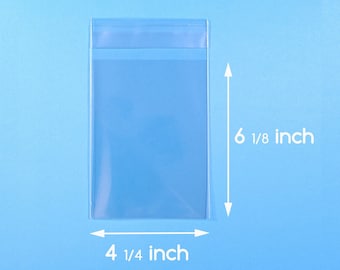 100 4 1/4 x 6 1/8 inch Clear Cello Bag Self Sealable Bag Cellophane Packaging