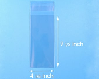 100 4 1/8 x 9 1/2 inch Clear Cello Bag Self Sealable Bag Plastic Packaging
