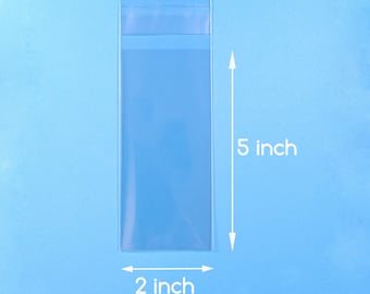 100 2x5 inch Clear Cello Bag Self Sealable Bag Plastic Packaging