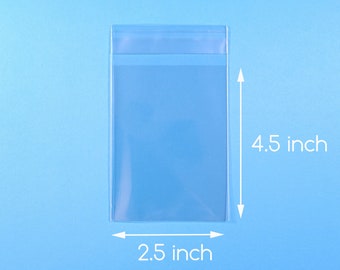 100 2 1/2 x 4 1/2 inch Clear Cello Bag Self Sealable Bag Cellophane Plastic Packaging