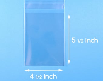 100 4 1/2 x 5 1/2 inch Clear Cello Bag Self Sealable Bag Cellophane Packaging