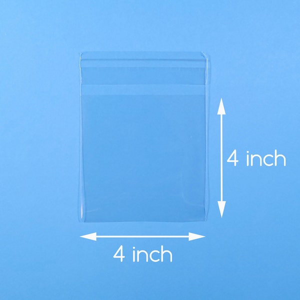 100 4x4 inch Clear Cello Bag Self Sealable Bag Cellophane Plastic Packaging