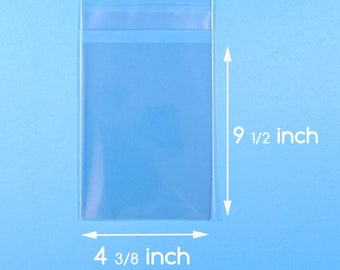 100 4 3/8 x 9 1/2 inch Clear Cello Bag Self Sealable Bag Cellophane Packaging