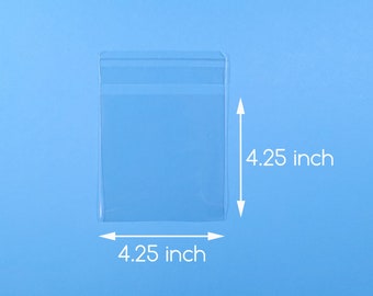100 4 1/4 x 4 1/4 inch Clear Cello Bag Self Sealable Bag Cellophane Packaging 4 1/4 x 4 1/4