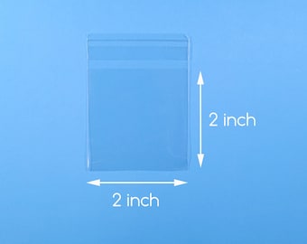 100 2x2 inch Clear Cello Bag Self Sealable Bag Cellophane Packaging - Free Shipping