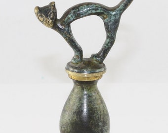 Figural corkscrew/corkpuller brass Cat