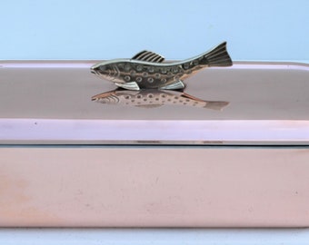 Vintage copper fish poacher/Spring Culinox fish kettle