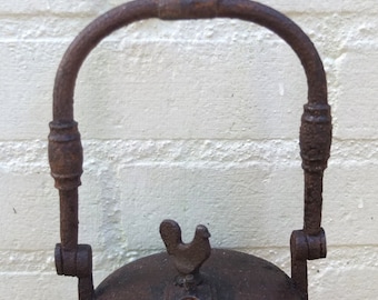 Antique iron French Miners oil lamp