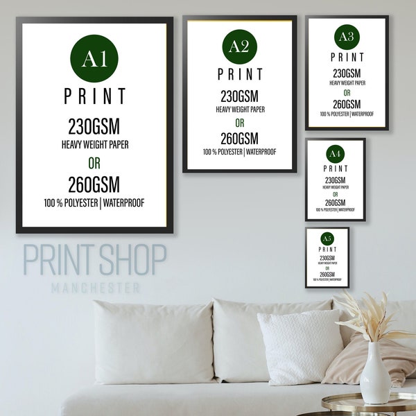 Personalised Poster Printing at A0, A1, A2, A3 OR A4 - Custom Printing for Wall Hangings, Posters,