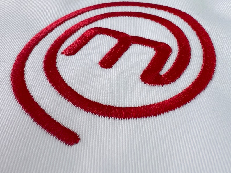 Personalisierte bestickte Masterchef-Schürze kundenspezifischer Name mit MasterChef-Logo auf der Schürze und 4 Farbwahlnamen Bild 2