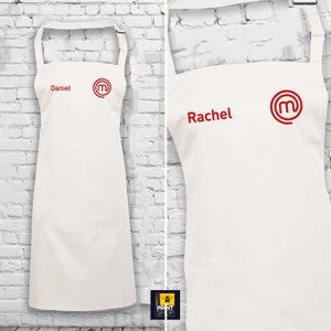 Tablier Masterchef brodé personnalisé Nom personnalisé avec logo MasterChef brodé sur le tablier et nom au choix en 4 couleurs image 3