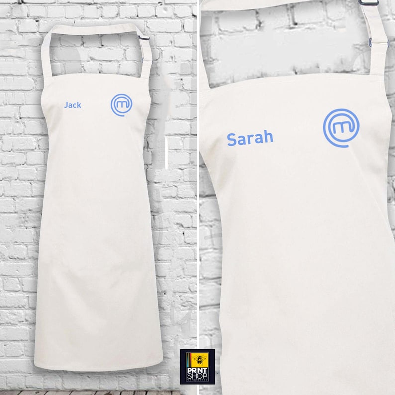 Personalised Embroidered Masterchef Apron Customised Name with MasterChef Logo Embroidered on Apron & 4 Colour Choice Name zdjęcie 4
