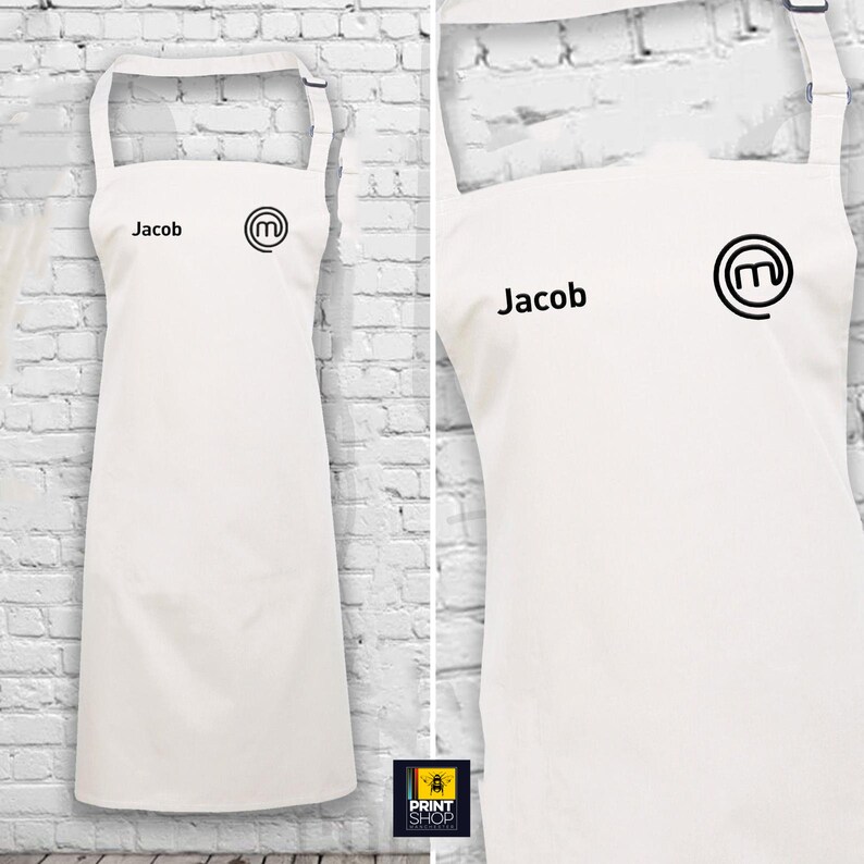 Personalised Embroidered Masterchef Apron Customised Name with MasterChef Logo Embroidered on Apron & 4 Colour Choice Name zdjęcie 5