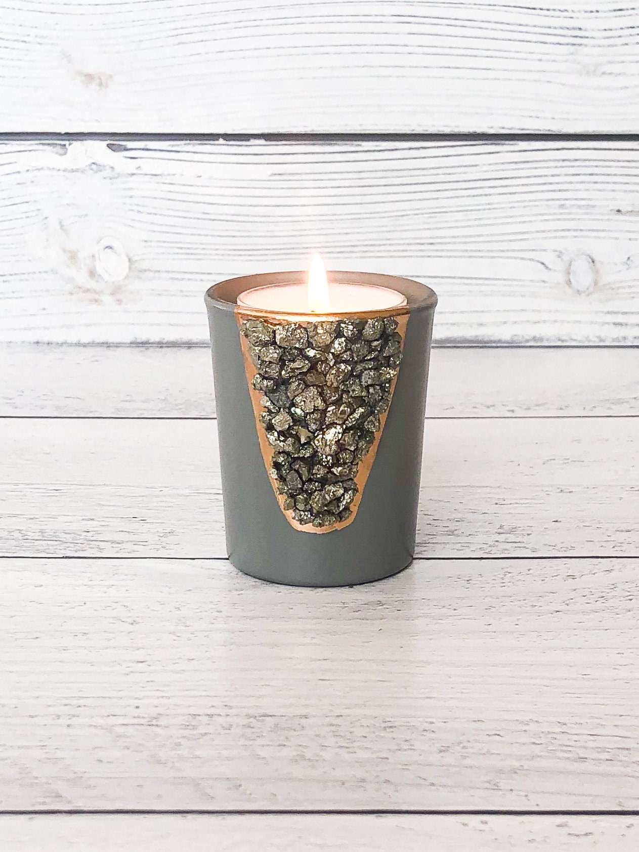 Pyrite Geode Candle Holder / Geode Crystal Candle / Chakra Etsy