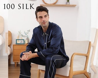 Mens Silk Satin Pajamas Set pajamas for men big and tall sleepwear___Great  Gift 
