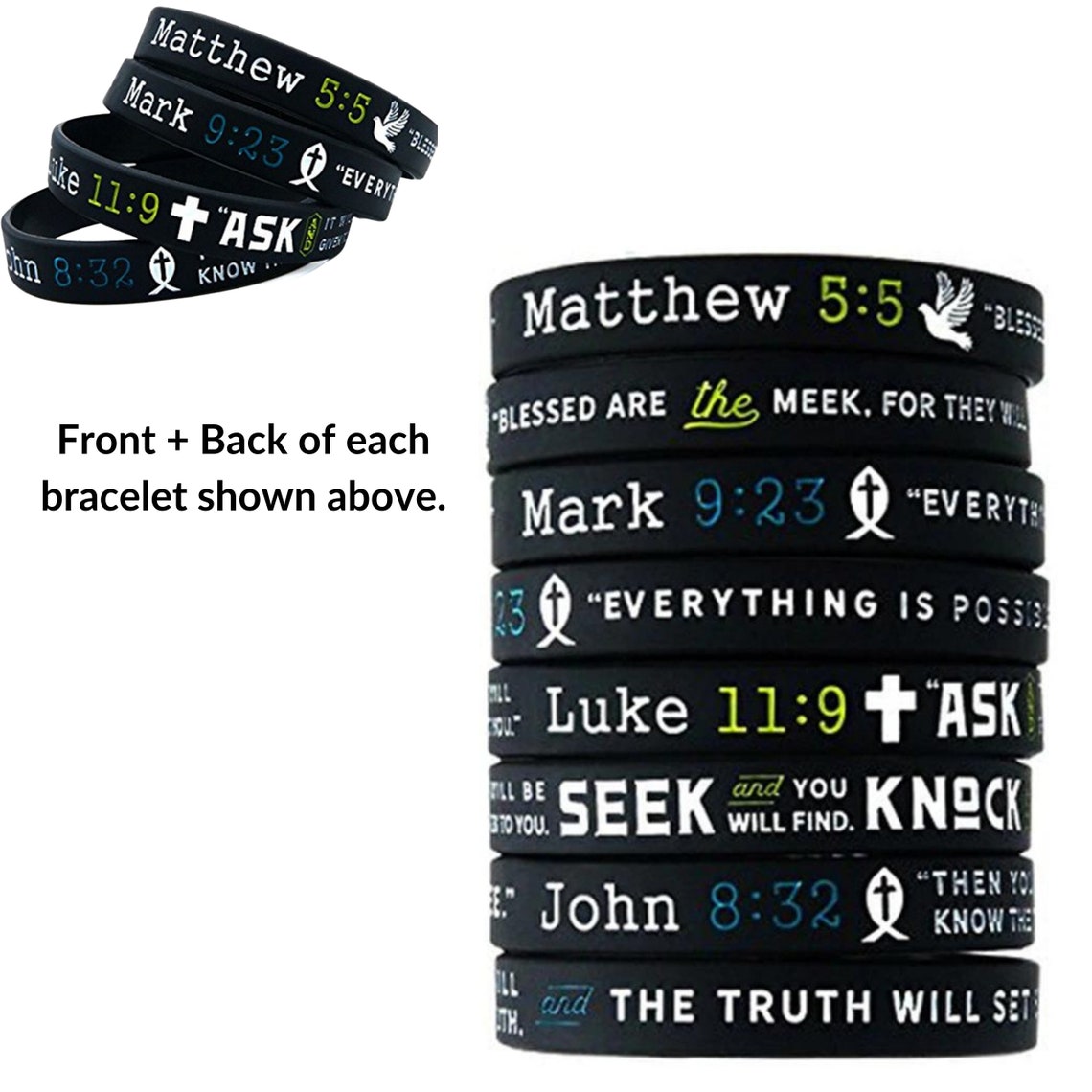 Unisex Bible Verses Silicone Bracelets Religious Jesus Faith Christian