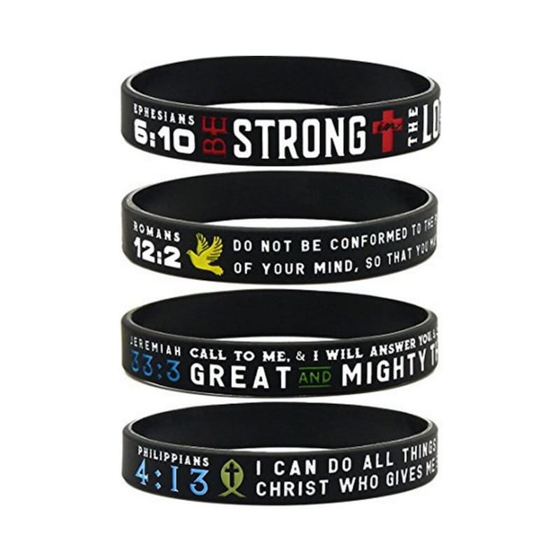 Unisex Bible Verses Silicone Bracelets Religious Jesus Faith Christian