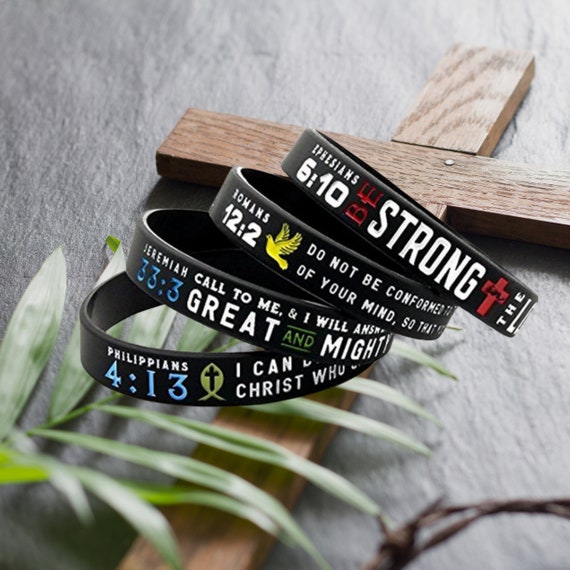 Buy Unisex Bible Verses Silicone Bracelets Religious Jesus Faith Christian  Wristband Matte Black Finish Christian Gift for Him and Her Online in India  - Etsy