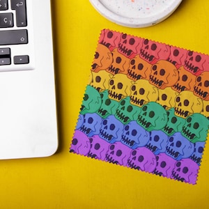 Rainbow Skulls Design Lens Reusable Cloth Phone Screen Glass Cleaner Soft Cloth Camera Lens Microfibre Eyewear Care