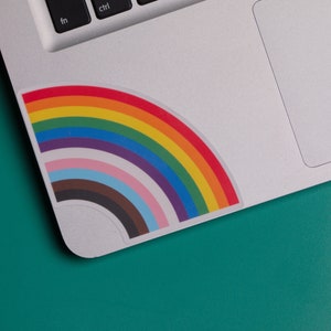 Autocollant arc-en-ciel LGBTQ+ Pride Corner Autocollant holographique étanche pour ordinateur portable
