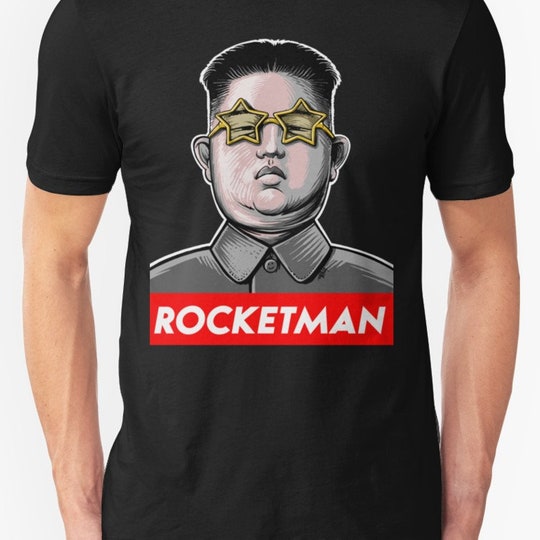 Rocket man Kim Jong-Un Donald Trump RocketMan Mens Black Tshirt