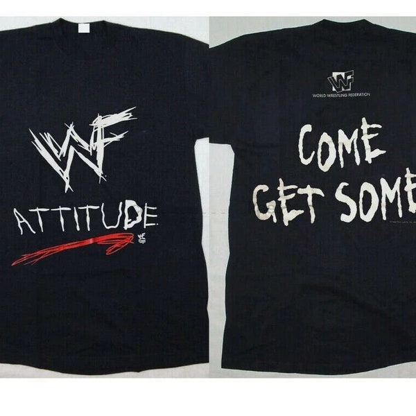 Vtg Wwf Attitude Era Come Get Some 1998 Black T Shirt
