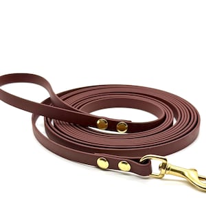 1/2” Mahogany Brown BioThane® Long Line with Brass Hardware - Dog Training Lead - BioThane Long Lead