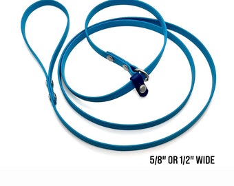 Slip Leash with Stopper - Biothane/Vegan Leather Dog Leash - 5/8" or 1/2" wide