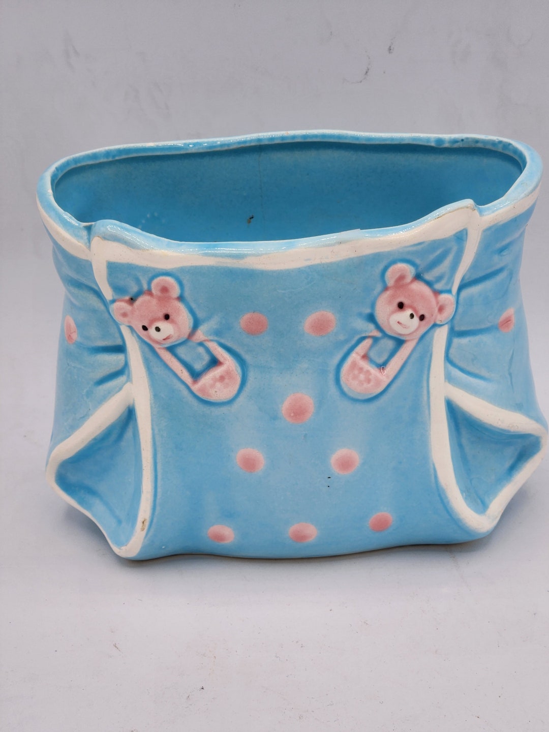 Lefton Blue Diaper Planter Etsy