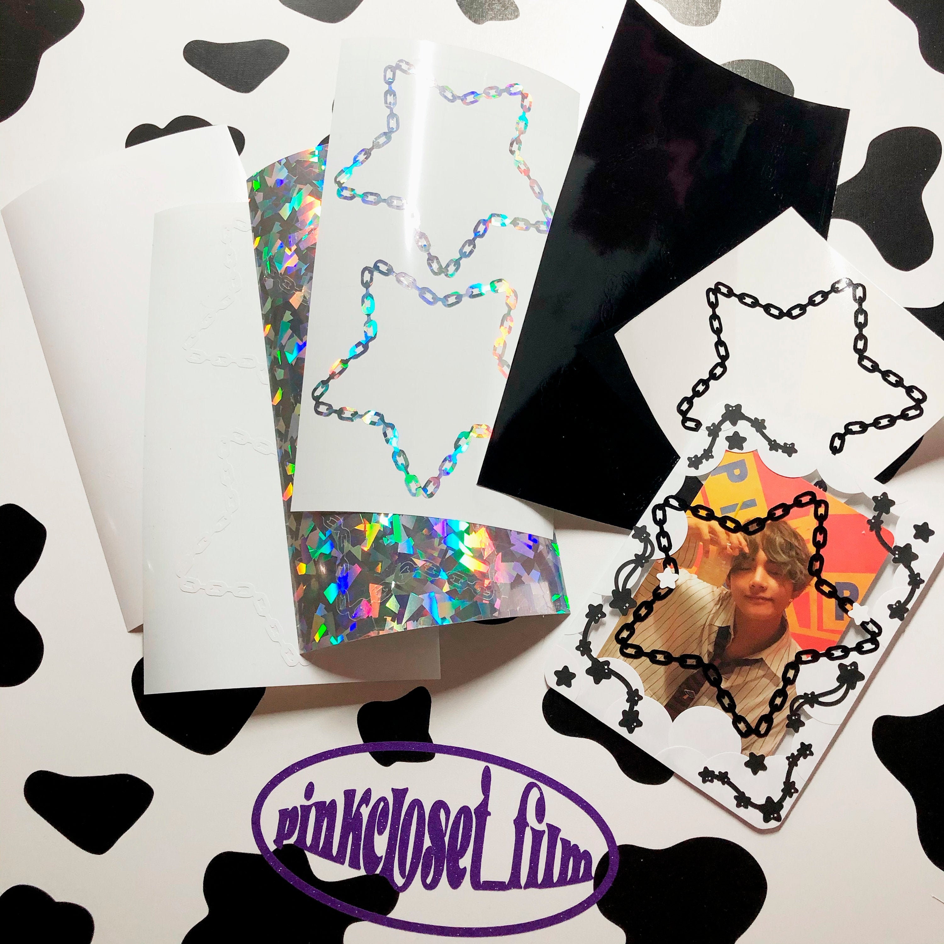 Transparent Glitter Polco TRANSPARENT GLITTERSETS Toploader Star Chain Stickers!