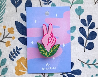Peace and plants | Wooden Pin Badge
