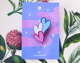 Trans hearts | Wooden Pin Badge