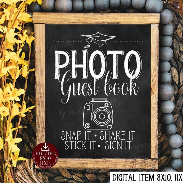 Graduation Photo Guest Book Sign PRINTABLE Chalkboard