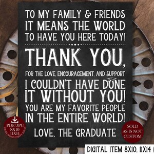 Graduation Thank You Sign PRINTABLE Chalkboard