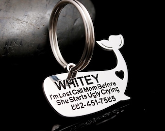 Personalized Whale Pet ID Tag: Custom Stainless Steel Dog Cat Tag