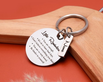 Personalized Stainless Steel Affirmation Keychain - Positive Reminder Gift
