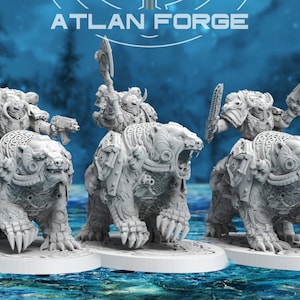 Asgardian Bear Ridersl - Set of 3 - Ursa Warrios - Atlan Forge