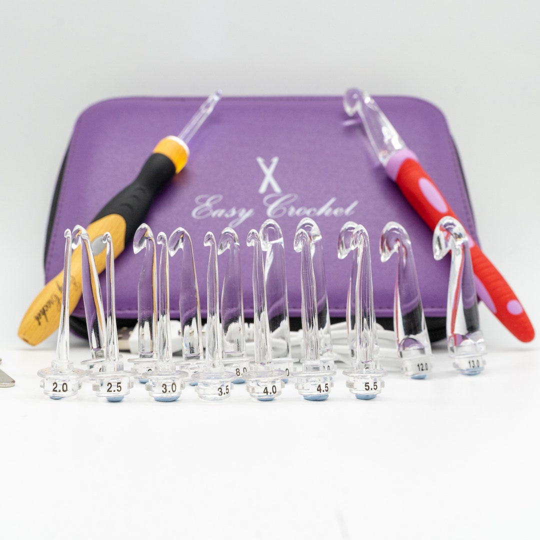 Crochet Hooks Light up Crochet Hook Set Ergonomic Grip Handles 17 USB