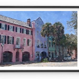 RAINBOW ROW Charleston, South Carolina | digital download, watercolor print, wall art, wall décor, printable art, downloadable art, homeart