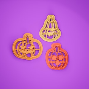 Pumpkin Face Polymer Clay Cutter Set of 3 | Pumpkin Shape | Halloween Cutter | Stud Cutter | Jack o Lantern Clay Cutter | Spooky Clay Cutter