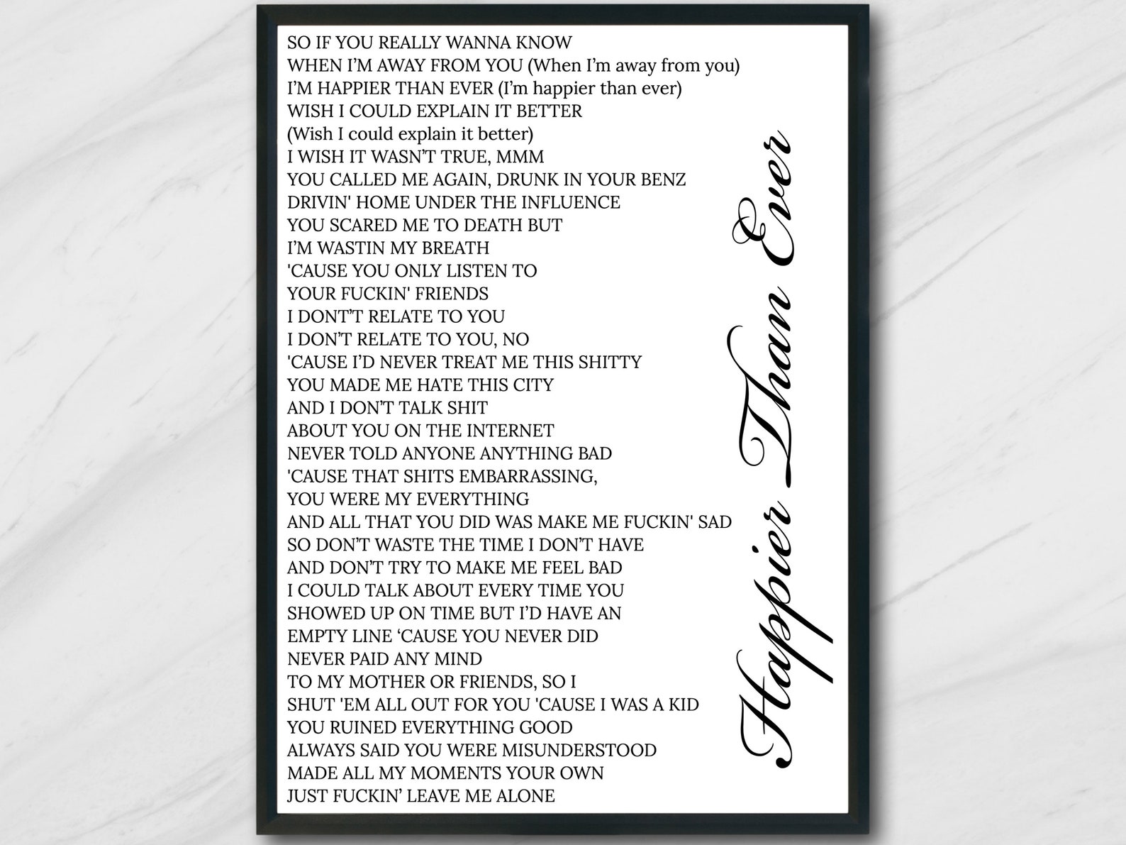 Happier Lyrics Printable Printable Templates
