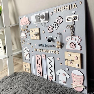 Personalized Toddler Busy Board: Montessori Sensory Activity Board