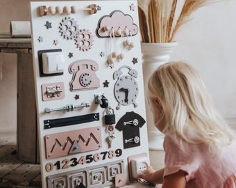 Grande planche occupée Montessori,Grande planche occupée,Jouet thérapeutique,Panneau occupé pour bébé,Mur sensoriel,Panneau de motricité fine,Jouet en bois naturel pour tout-petit