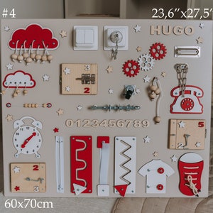 Planche de développement, cadeau 1er anniversaire, expédition rapide, cadeau pour nouveau bébé, cadeau pour tout-petit, tableau occupé prénom de bébé, tableau sensoriel en bois image 5