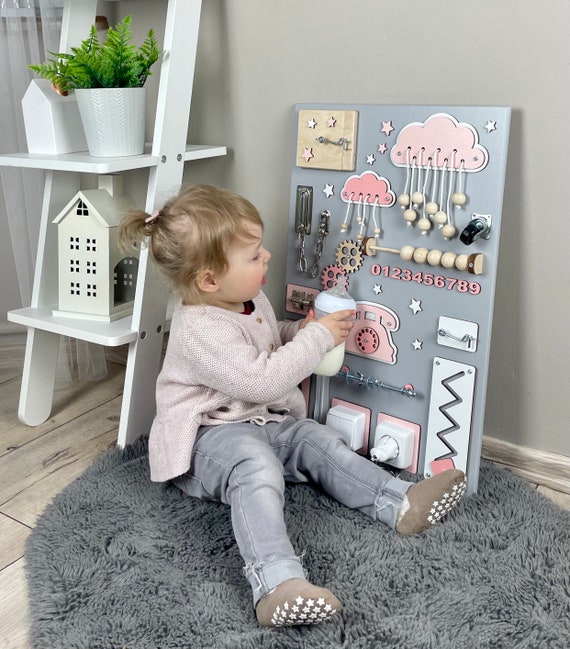 Cadeau occupé de panneau pour le bébé de 1 an, jouet en bois de bébé,  panneau montessori denfant en bas âge, panneau dactivité de bébé, jouet  sensoriel -  France