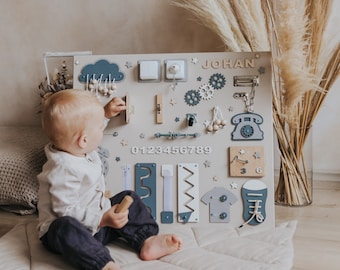 Personalized Busy Board, Developing Board, 1st Birthday Gift, Busy Board for toddler, Busy board 1 year old, Montessori Board